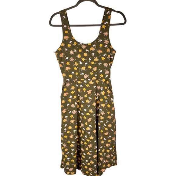 Pact Dresses & Skirts - PACT Women's Green Floral Peep Back Sleeveless Stretch Dress Small